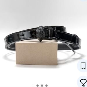 Kurt Geiger Black Patent Leather Rhinestone Belt Nwot Upto 43" Waist